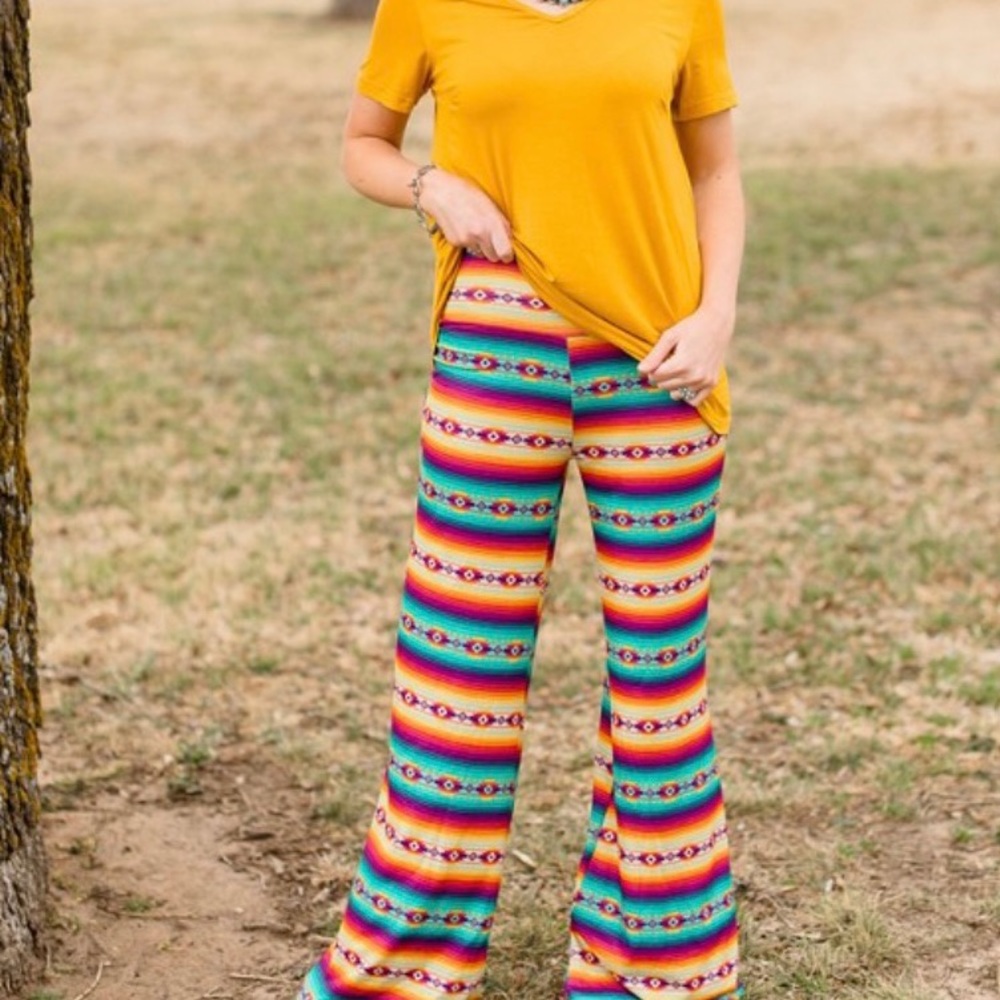 Crazy Train Multi-Color Striped Wide Leg Pants